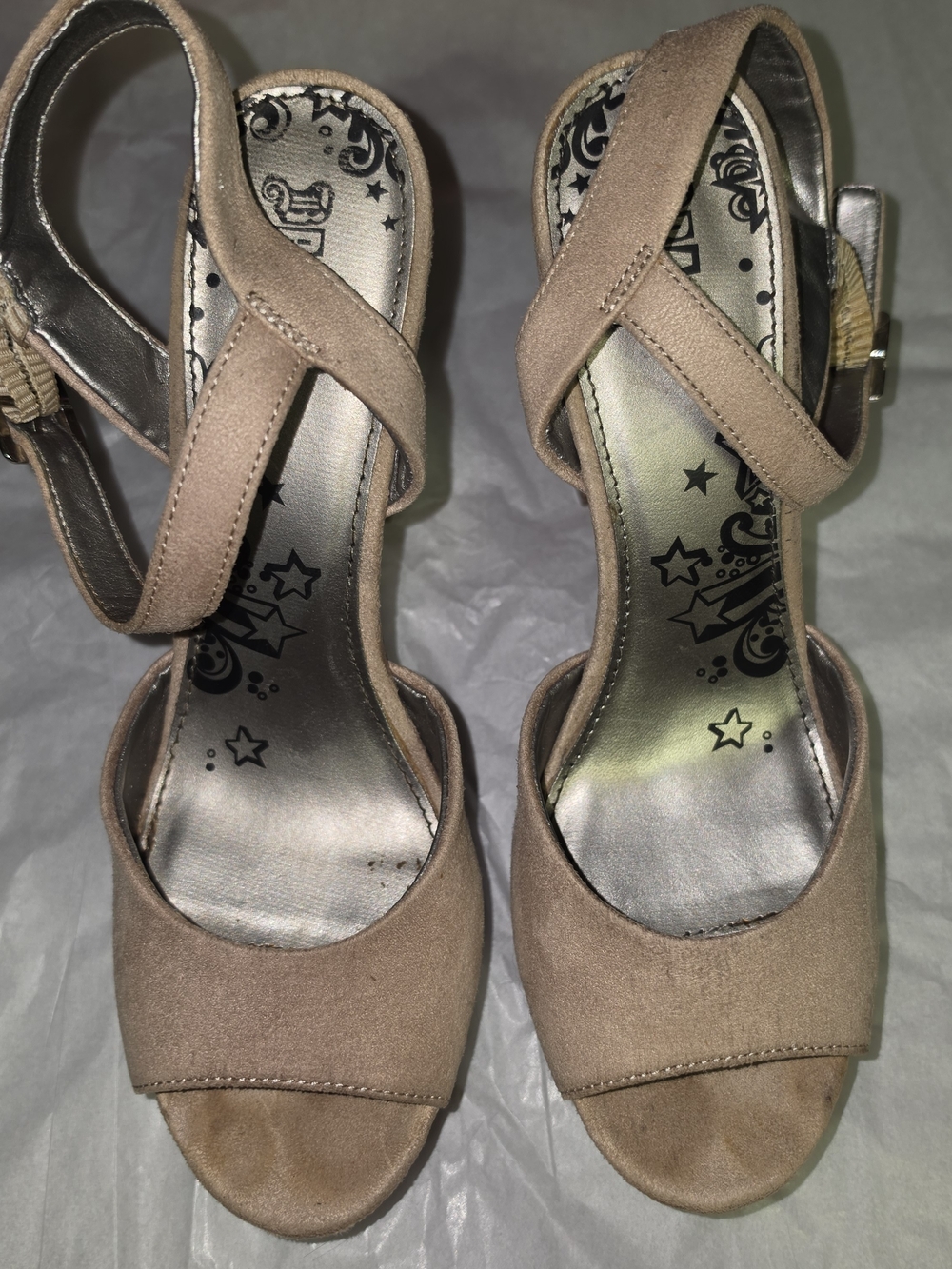 Brash Taupe Suede Slingback Heels